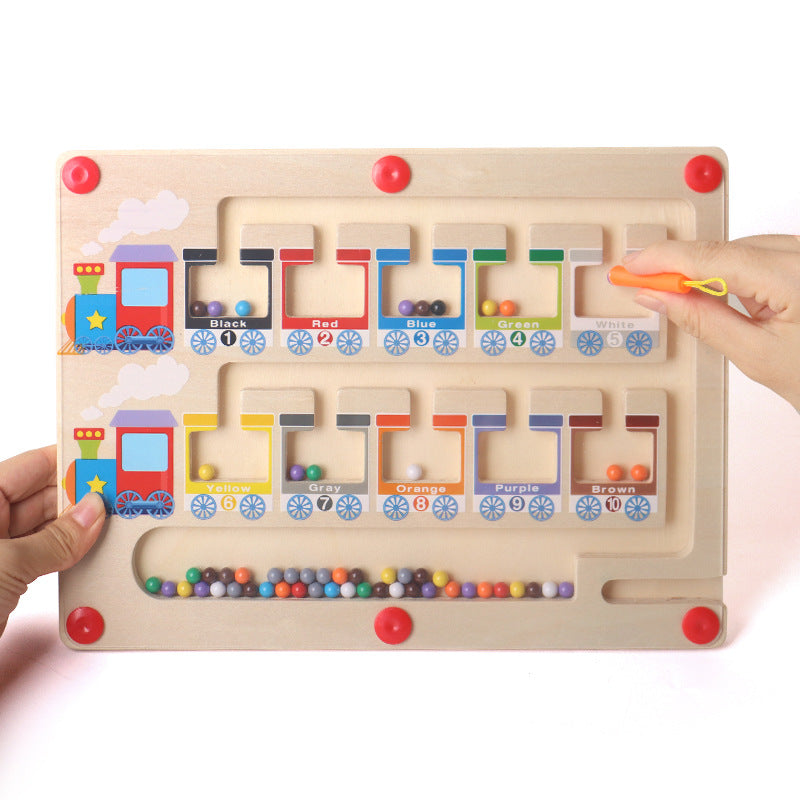 Wooden Magnetic Color Sorting & Counting Maze Toy