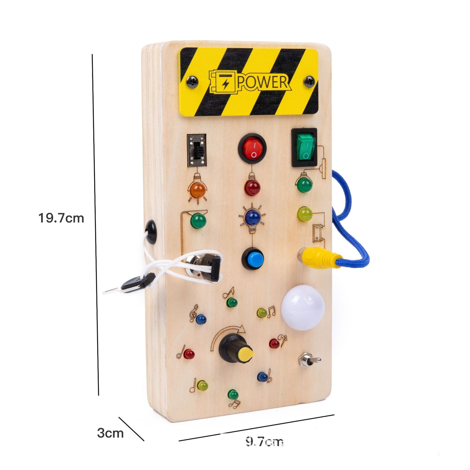 LED Wooden Busy Board for Fine Motor Skills & Sensory Play