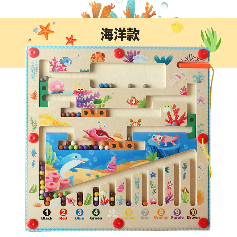 Wooden Magnetic Color Sorting & Counting Maze Toy