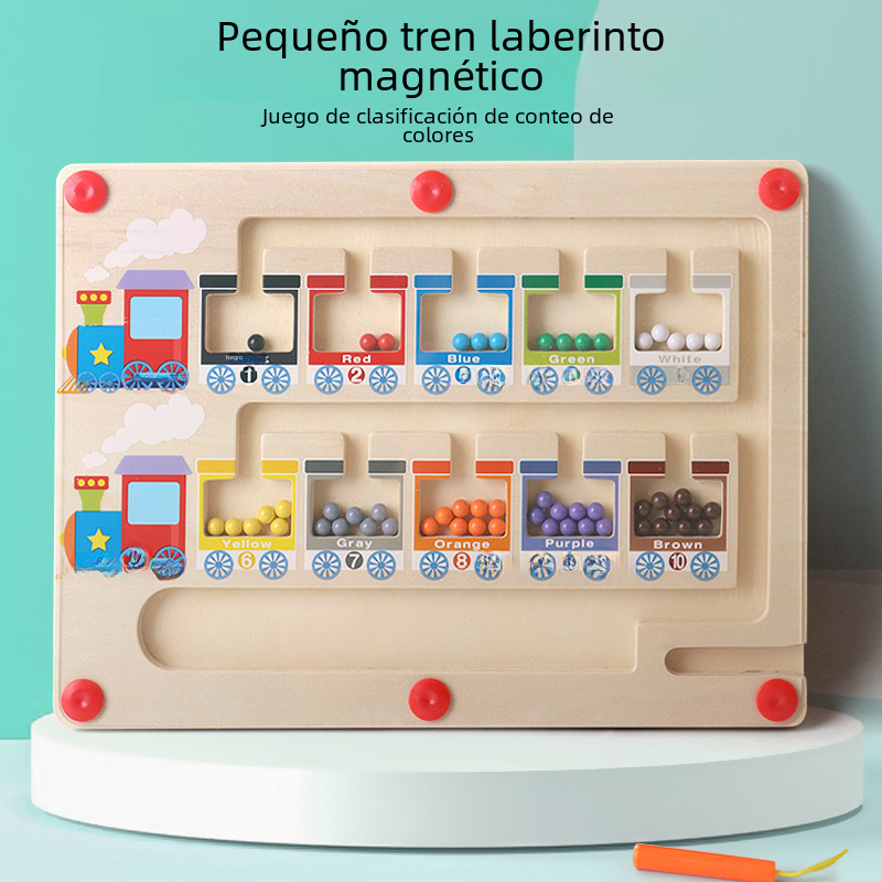 Wooden Magnetic Color Sorting & Counting Maze Toy