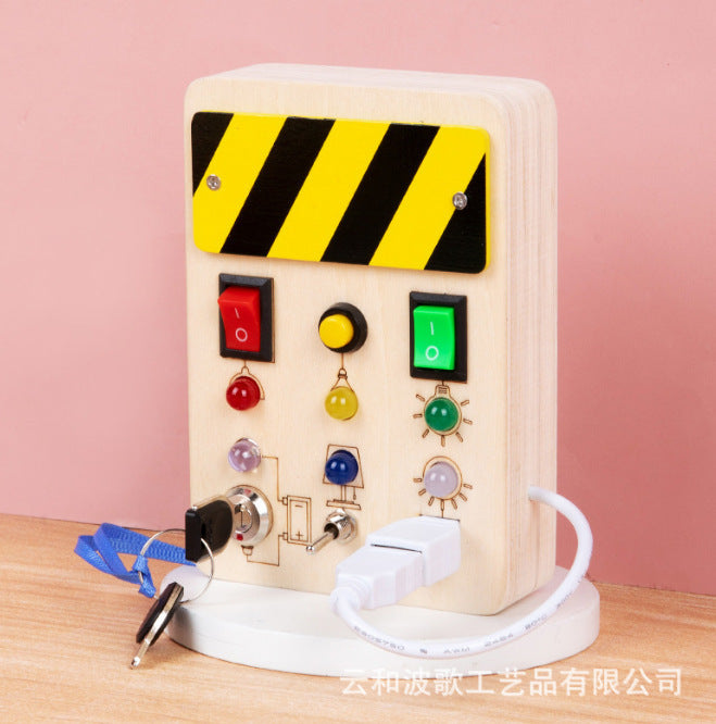 LED Wooden Busy Board for Fine Motor Skills & Sensory Play