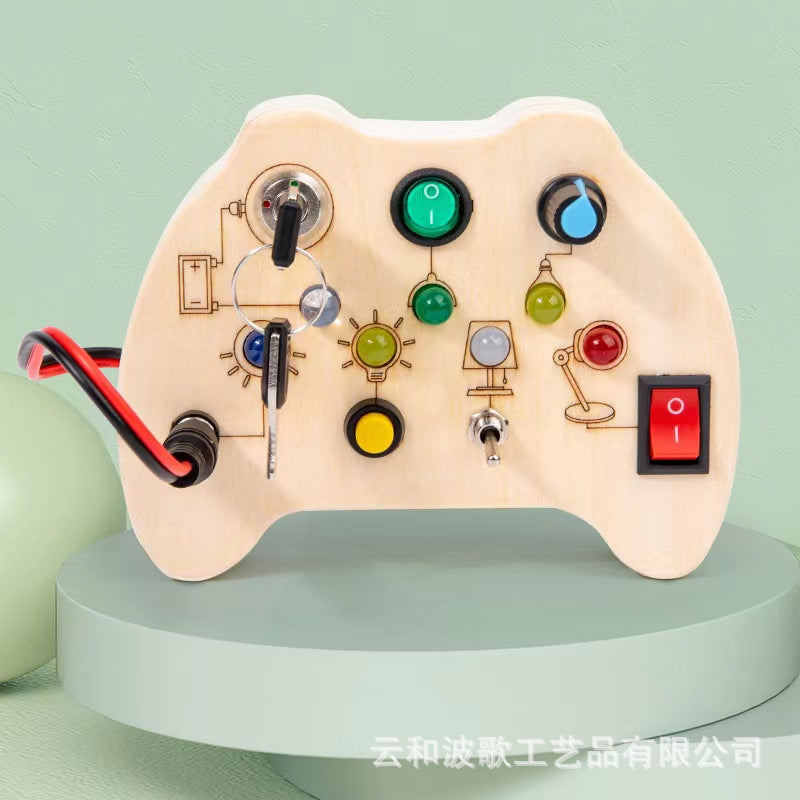 LED Wooden Busy Board for Fine Motor Skills & Sensory Play