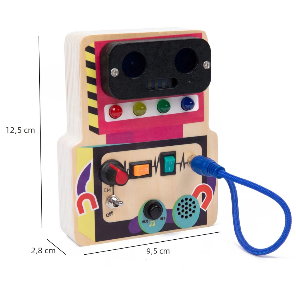 LED Wooden Busy Board for Fine Motor Skills & Sensory Play