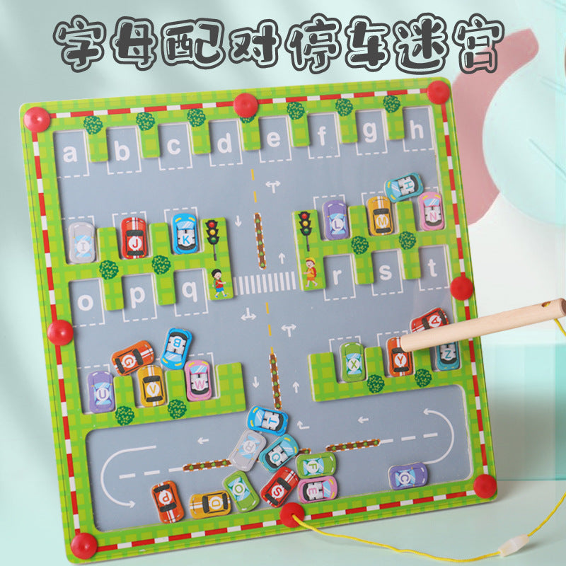 Wooden Magnetic Color Sorting & Counting Maze Toy