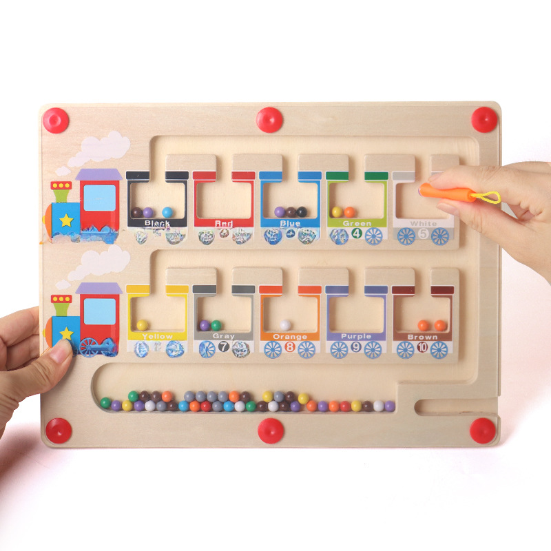 Wooden Magnetic Color Sorting & Counting Maze Toy