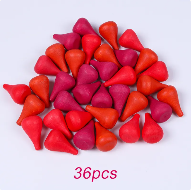 Rainbow Mushroom Wooden Stacking Blocks for Balance & Color Play
