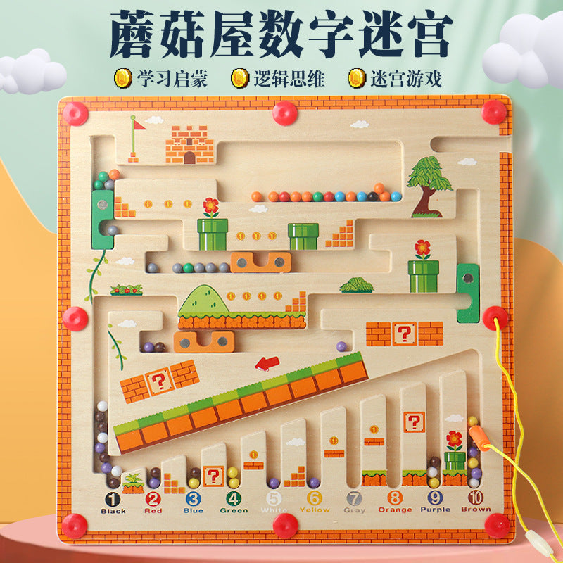 Wooden Magnetic Color Sorting & Counting Maze Toy