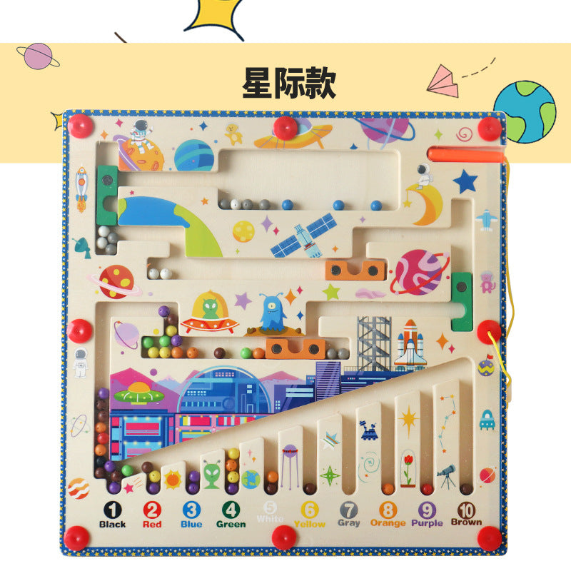Wooden Magnetic Color Sorting & Counting Maze Toy