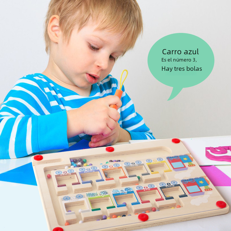 Wooden Magnetic Color Sorting & Counting Maze Toy
