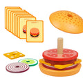 Wooden Burger Stacking Toy for Fine Motor Skills & Pretend Play
