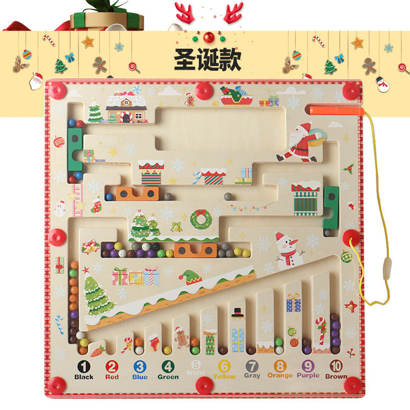 Wooden Magnetic Color Sorting & Counting Maze Toy