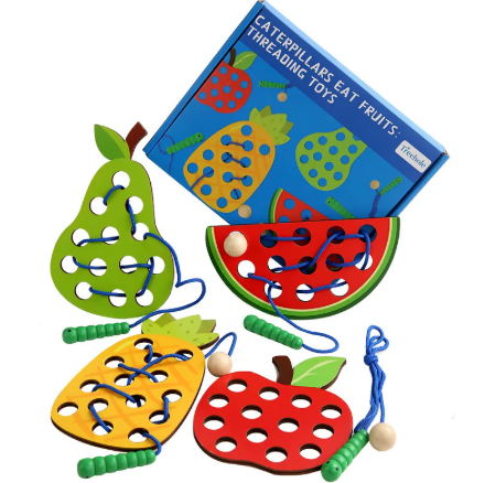 Wooden Threading Toy for Fine Motor Skills & Hand-Eye Coordination