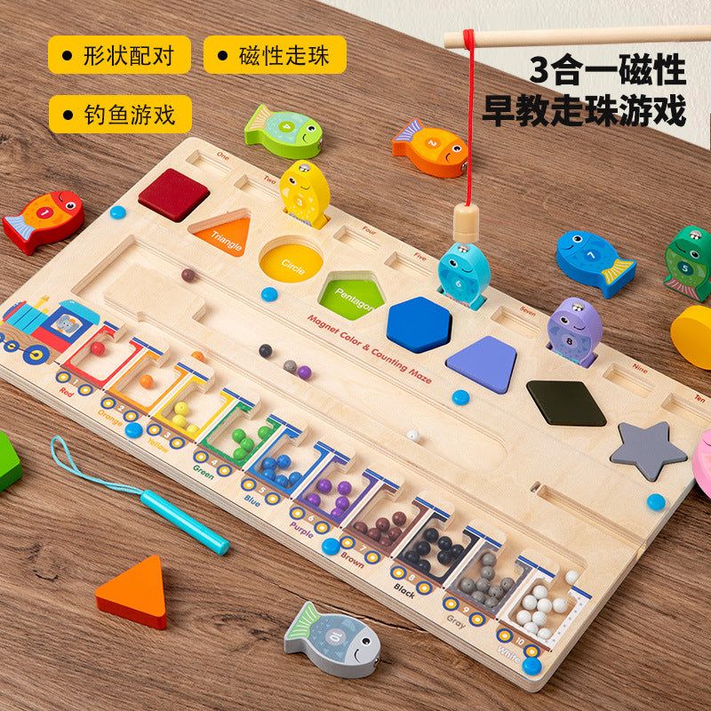 Wooden Magnetic Color Sorting & Counting Maze Toy