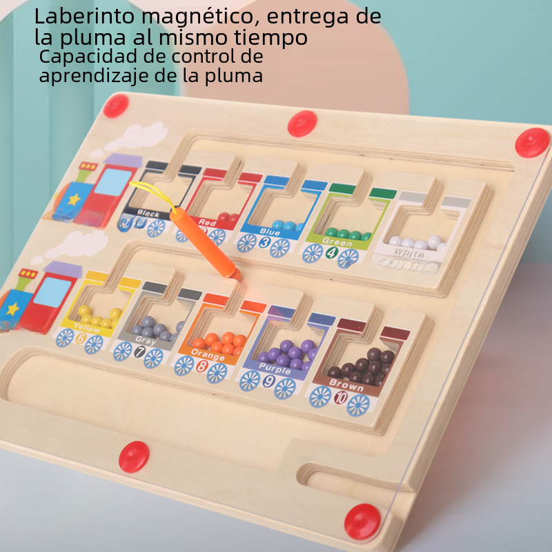 Wooden Magnetic Color Sorting & Counting Maze Toy