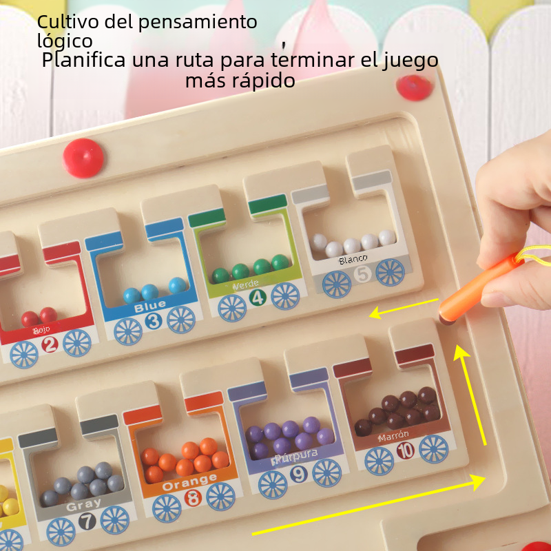 Wooden Magnetic Color Sorting & Counting Maze Toy