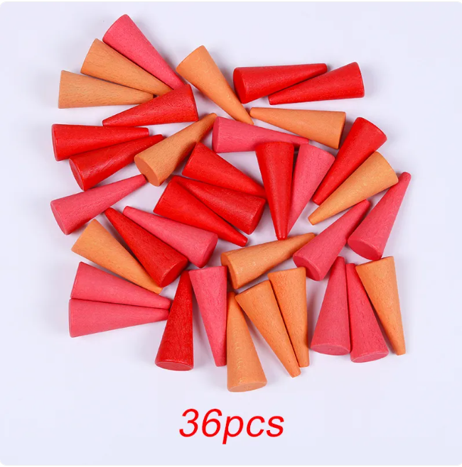 Rainbow Mushroom Wooden Stacking Blocks for Balance & Color Play
