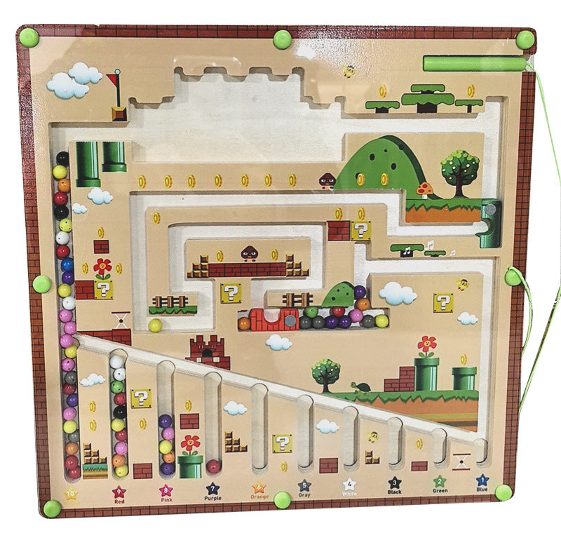 Wooden Magnetic Color Sorting & Counting Maze Toy