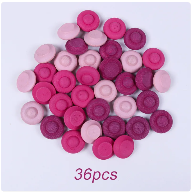 Rainbow Mushroom Wooden Stacking Blocks for Balance & Color Play