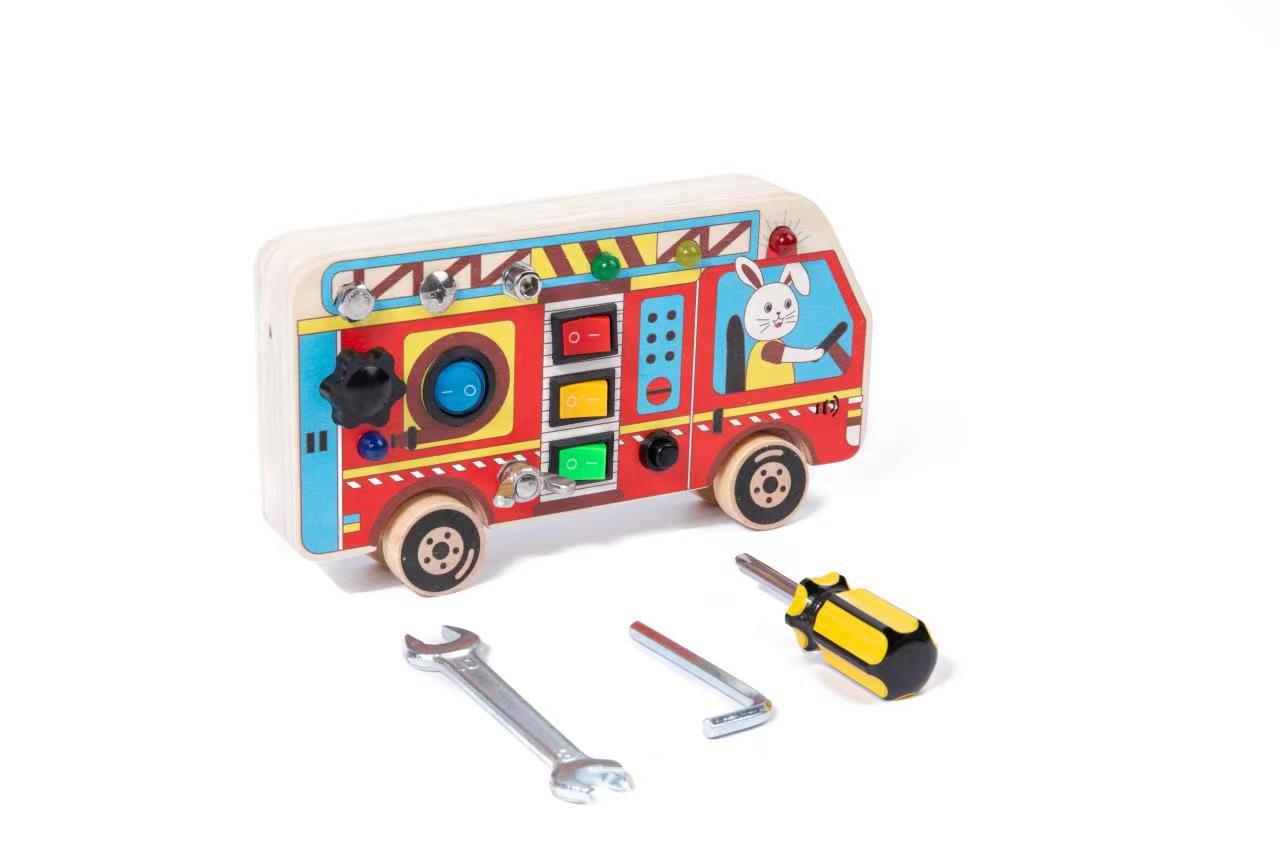 LED Wooden Busy Board for Fine Motor Skills & Sensory Play
